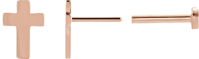 14K Gold Cross Earrings - Rose Gold