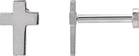 14K Gold Cross Earrings - White Gold