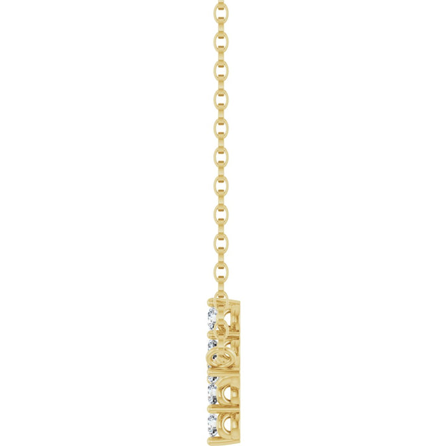 14K Gold Round Natural Diamond Accented Sideways Cross Necklace – 2mm Stones - Yellow Gold - view 9