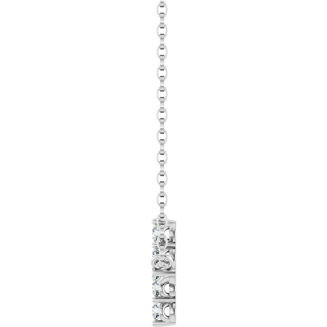 14K Gold Round Lab-Grown Diamond Accented Sideways Cross Necklace – 1/3 CTW - White Gold - view 9