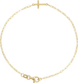 14K Gold Sideways Cross Bracelet – 12.4x7mm - Yellow Gold