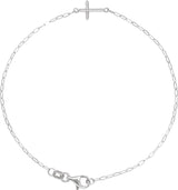 14K Gold Sideways Cross Bracelet – 12.4x7mm - White Gold