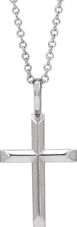 Platinum Cross Necklace or Pendant – 18x9mm