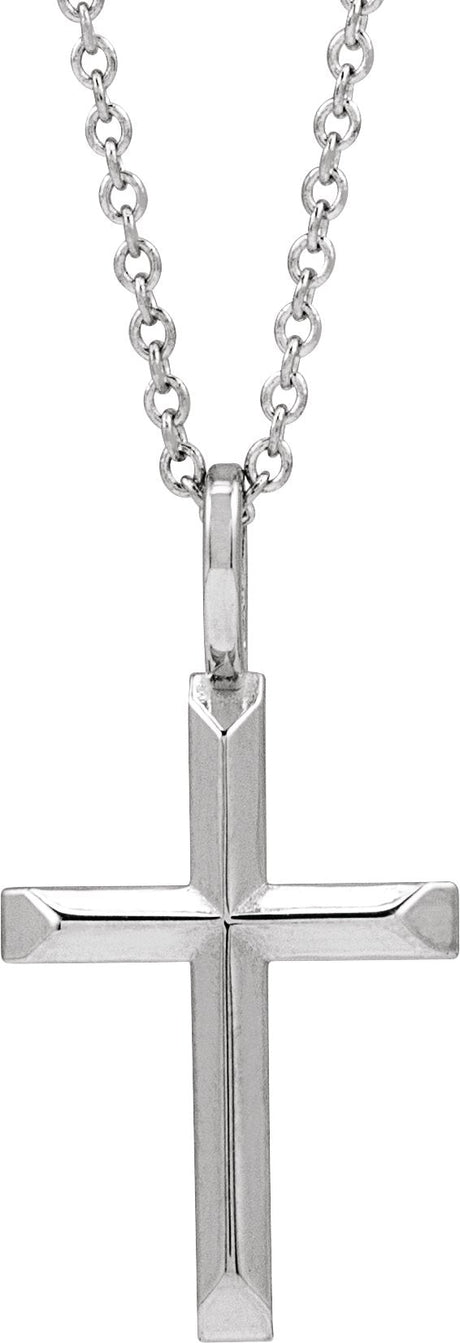 Platinum Cross Necklace or Pendant – 18x9mm