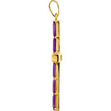14K Gold Square Natural Amethyst Accented Cross Pendant – 3x3mm - Yellow Gold - view 4