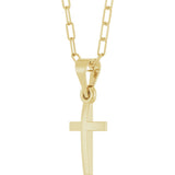 14K Gold Cross Necklace – 15.2x7.4mm - Yellow Gold - view 2
