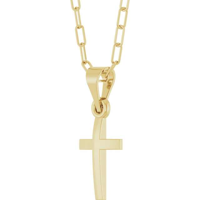 14K Gold Cross Necklace – 15.2x7.4mm - Yellow Gold - view 2