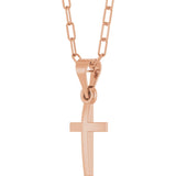 14K Gold Cross Necklace – 15.2x7.4mm - Rose Gold - view 2