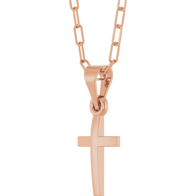 14K Gold Cross Necklace – 15.2x7.4mm - Rose Gold - view 2