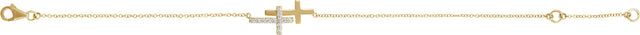 14K Gold Round Natural Diamond Sideways Cross Bracelet – 21x11mm - Yellow Gold - view 7