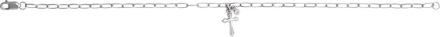 14K Gold Round Natural Diamond Cross Charm Bracelet - White Gold - view 6