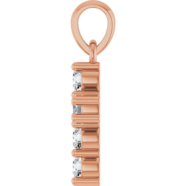 14K Gold Round Natural Diamond Accented Cross Necklace or Pendant – up to 1 1/2 CTW - Rose Gold - view 9