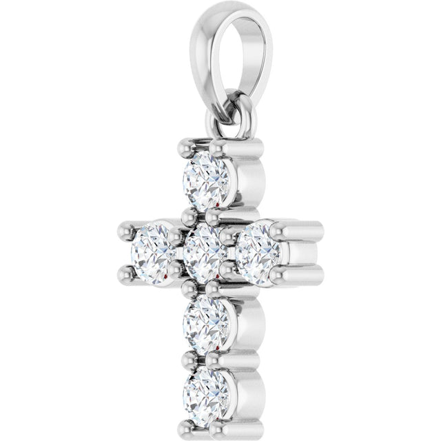 Platinum Round Natural Diamond Accented Cross Necklace or Pendant – up to 1 3/8 CTW - view 8