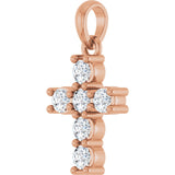 14K Gold Round Natural Diamond Accented Cross Necklace or Pendant – up to 1 1/2 CTW - Rose Gold - view 8