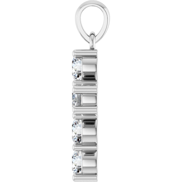 14K Gold Round Natural Diamond Accented Cross Necklace or Pendant – up to 1 1/2 CTW - White Gold - view 9