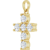 14K Gold Round Natural Diamond Accented Cross Necklace or Pendant – up to 1 1/2 CTW - Yellow Gold - view 8