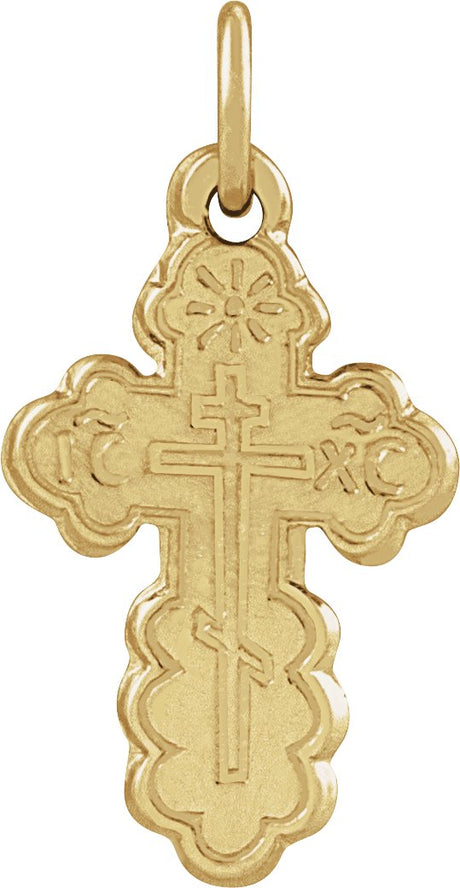 14K Gold Orthodox Cross Pendant – 12x8mm - Yellow Gold
