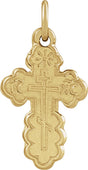 14K Gold Orthodox Cross Pendant – 12x8mm - Yellow Gold