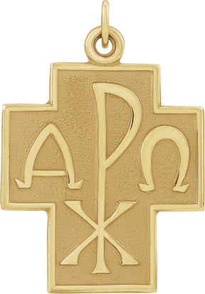 14K Gold Alpha Omega Cross Pendant