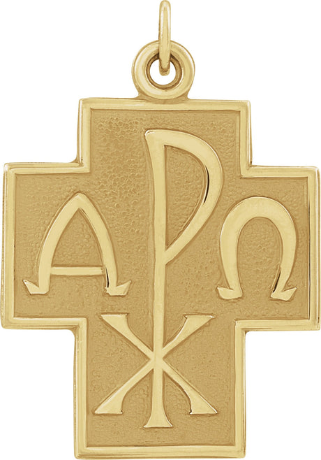 14K Gold Alpha Omega Cross Pendant