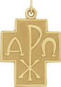 14K Gold Alpha Omega Cross Pendant