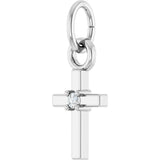 14K Gold Round Natural Diamond Accented Cross Necklace or Pendant – 005 CTW - White Gold - view 5