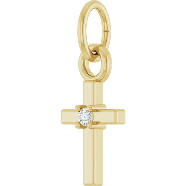 14K Gold Round Natural Diamond Accented Cross Necklace or Pendant – 005 CTW - Yellow Gold - view 5