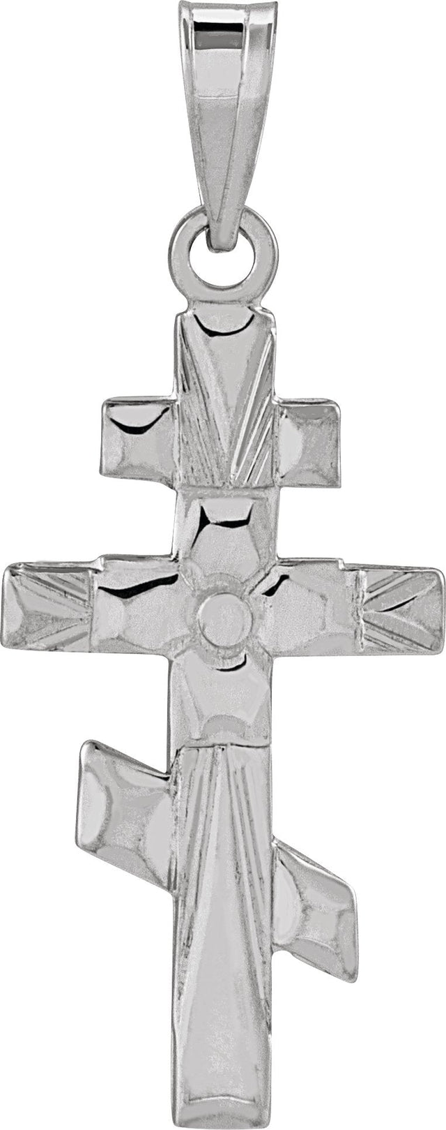 14K Gold Orthodox Cross Pendant – 20x10mm - White Gold