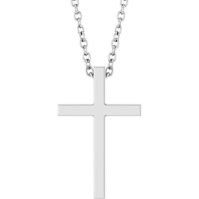 14K Gold Cross Necklace or Pendant – 12x7.61mm - White Gold