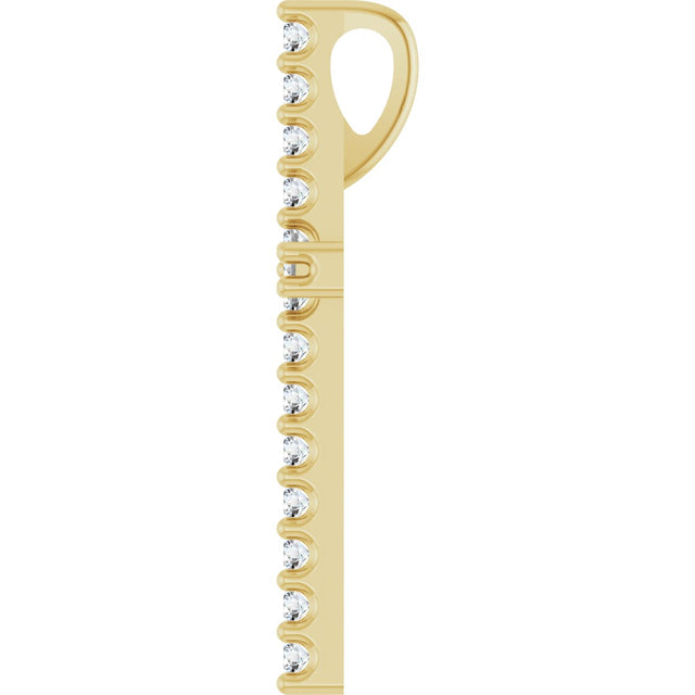 14K Gold Round Natural Diamond Petite Cross Necklace or Pendant - Yellow Gold - view 9