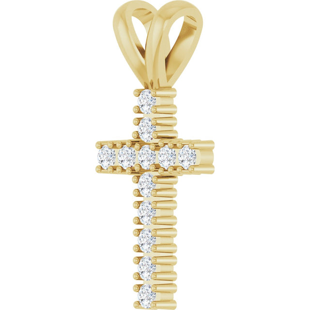 14K Gold Round Natural Diamond Accented Cross Pendant – up to 3/4 CTW - Yellow Gold - view 11