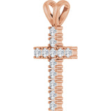 14K Gold Round Natural Diamond Accented Cross Pendant – up to 3/4 CTW - Rose Gold - view 11