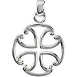 14K Gold Maltese Cross Pendant – 39x27mm - White Gold