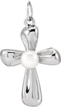 Platinum Cultured White Freshwater Pearl Pearl Cross Necklace or Pendant II