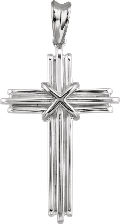 14K Gold Cross Pendant – 36.75x24.5mm - White Gold