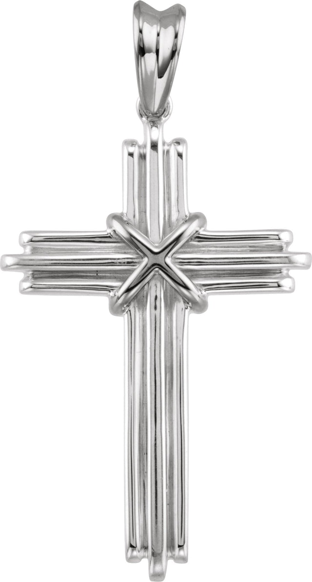 14K Gold Cross Pendant – 36.75x24.5mm - White Gold
