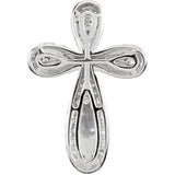 14K Gold Round Natural Diamond Micro Pavé-Style Cross Pendant II - view 5