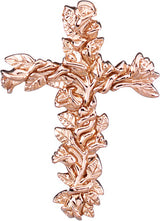 14K Gold Floral-Inspired Cross Pendant – 26.5x19.25mm - Rose Gold