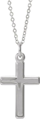 14K Gold Cross Necklace or Pendant – 16.5x12mm - White Gold