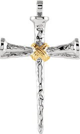 14K Gold Nail Cross Pendant - Two-Tone