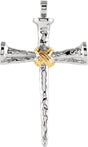 14K Gold Nail Cross Pendant - Two-Tone
