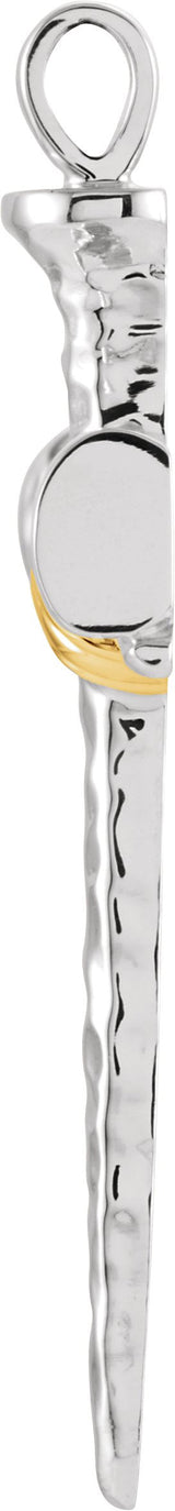 14K Gold Nail Cross Pendant - Two-Tone - view 2