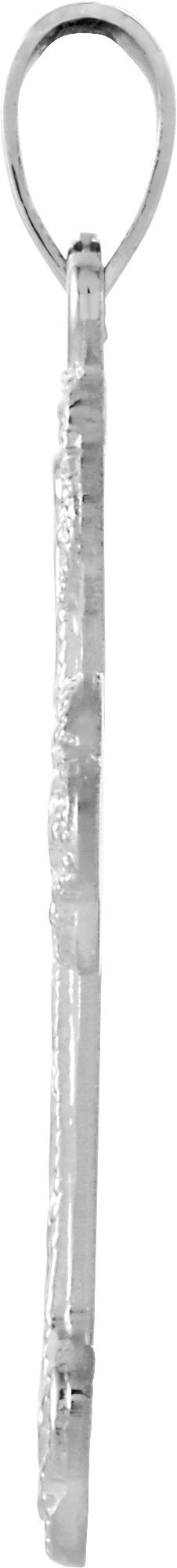 Platinum Floral-Inspired Cross Pendant – 23.5x17mm - view 2