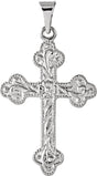 Platinum Floral-Inspired Cross Pendant – 23.5x17mm