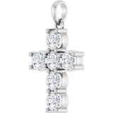Platinum Round Natural Diamond Accented Cross Necklace or Pendant – up to 1 3/8 CTW - view 8