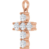 14K Gold Round Lab-Grown Diamond Accented Cross Necklace or Pendant – up to 1 1/2 CTW - Rose Gold - view 8