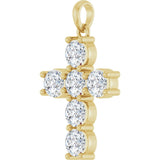 14K Gold Round Natural Diamond Accented Cross Necklace or Pendant – up to 1 1/2 CTW - Yellow Gold - view 8