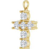 14K Gold Round Natural Diamond Accented Cross Necklace or Pendant – up to 1 1/2 CTW - Yellow Gold - view 8