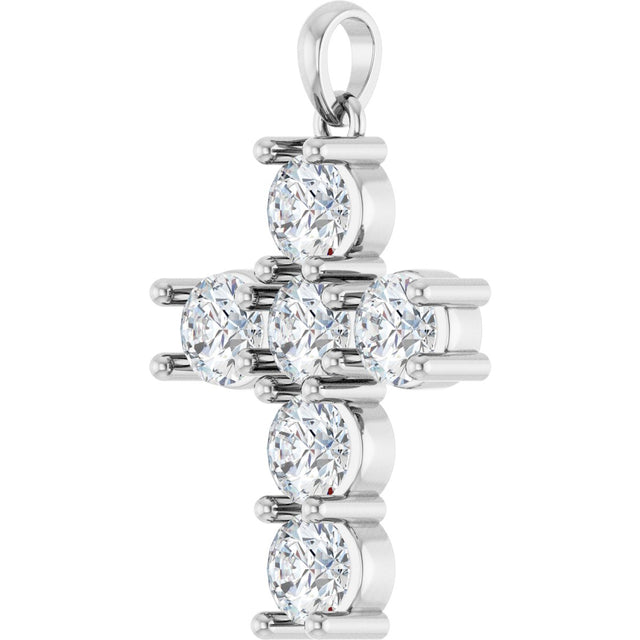 Platinum Round Natural Diamond Accented Cross Necklace or Pendant – up to 1 3/8 CTW - view 8