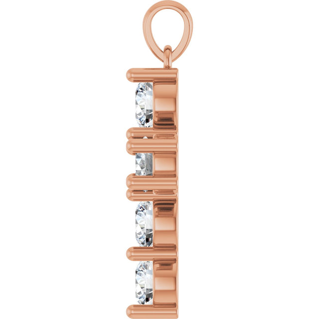 14K Gold Round Natural Diamond Accented Cross Necklace or Pendant – up to 1 1/2 CTW - Rose Gold - view 9